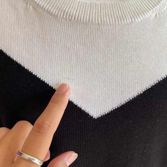 Tommy Hilfiger Color Block Knit Sweater White Black Lavender Preppy Size M - Picture 5 of 8